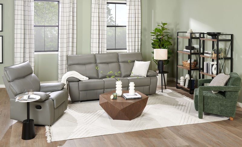 Sofa inclinable Matteo de 88 po en cuir véritable - gris Aviarah