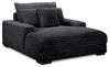 Fauteuil long Alto de 58 po en tissu de fausse fourrure très douce avec deux porte-gobelets et port USB - ebony