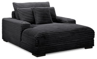  Fauteuil long Alto de 58 po en tissu de fausse fourrure très douce avec deux porte-gobelets et port USB - ebony