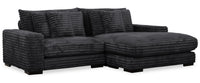 Sofa sectionnel Alto 2 pièces en tissu de fausse fourrure très douce avec deux porte-gobelets et ports USB - ebony