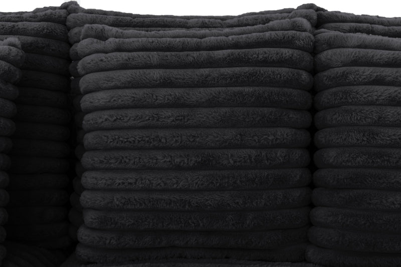 Sofa sectionnel Alto 2 pièces en tissu de fausse fourrure très douce avec deux porte-gobelets et ports USB - ebony