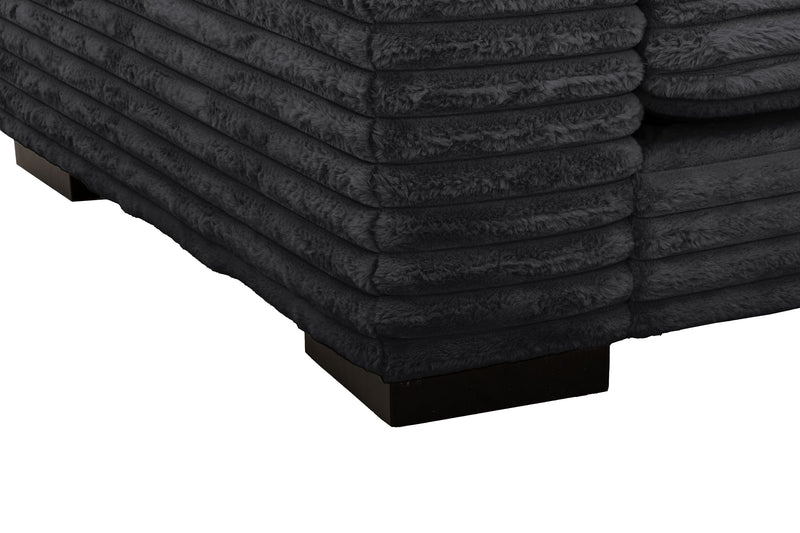 Sofa sectionnel Alto 2 pièces en tissu de fausse fourrure très douce avec deux porte-gobelets et ports USB - ebony