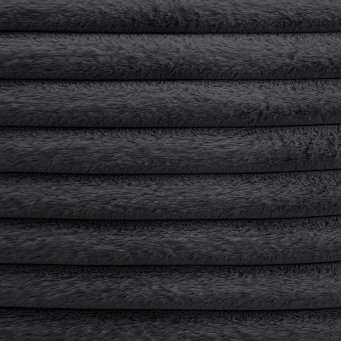 Sofa sectionnel Alto 2 pièces en tissu de fausse fourrure très douce avec deux porte-gobelets et ports USB - ebony