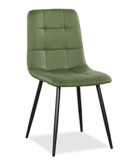  Chaise de salle à manger Arlo en métal avec siège et dossier coussinés capitonnés en tissu - verte