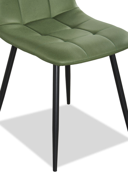 Chaise de salle à manger Arlo en métal avec siège et dossier coussinés capitonnés en tissu - verte