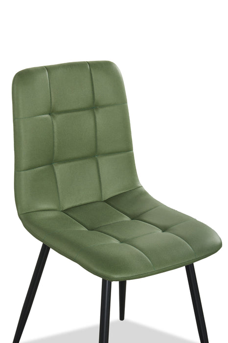 Chaise de salle à manger Arlo en métal avec siège et dossier coussinés capitonnés en tissu - verte