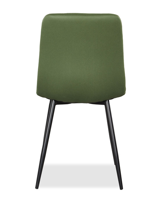 Chaise de salle à manger Arlo en métal avec siège et dossier coussinés capitonnés en tissu - verte