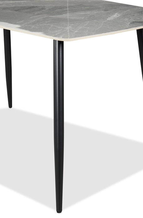 Ensemble de salle à manger Arlo 7 pièces en pierre frittée et métal avec table de 55 po (L) et 6 chaises vertes - vert, gris et noir
