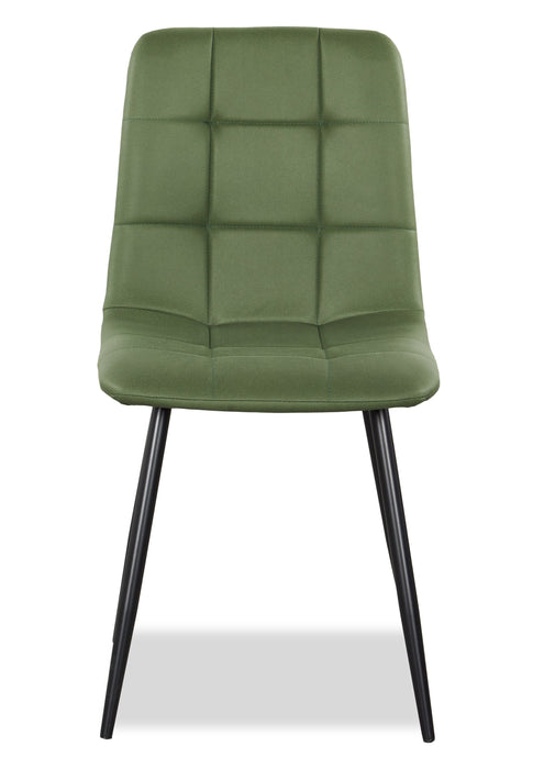 Ensemble de salle à manger Arlo 5 pièces en pierre frittée et métal avec table de 55 po (L) et 4 chaises vertes - vert, gris et noir