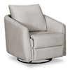 Fauteuil pivotant à inclinaison électrique Aspen de Cindy Crawford Home de 33,5 po en tissu avec repose-pieds électrique - argenté