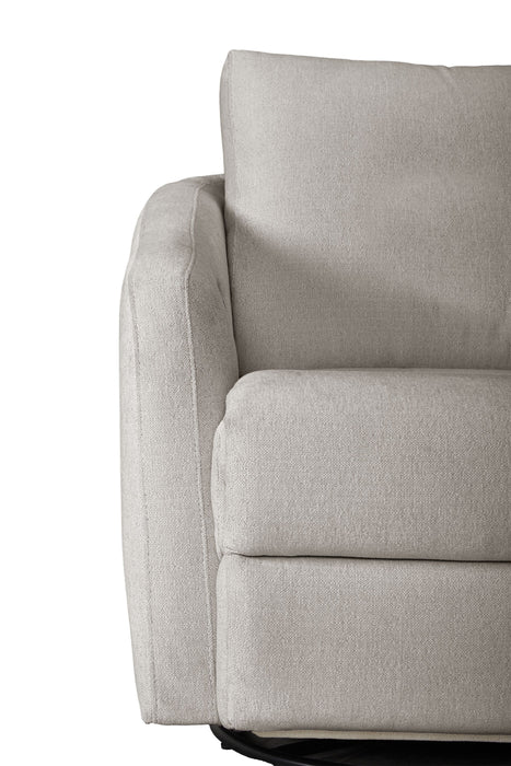 Fauteuil pivotant à inclinaison électrique Aspen de Cindy Crawford Home de 33,5 po en tissu avec repose-pieds électrique - argenté