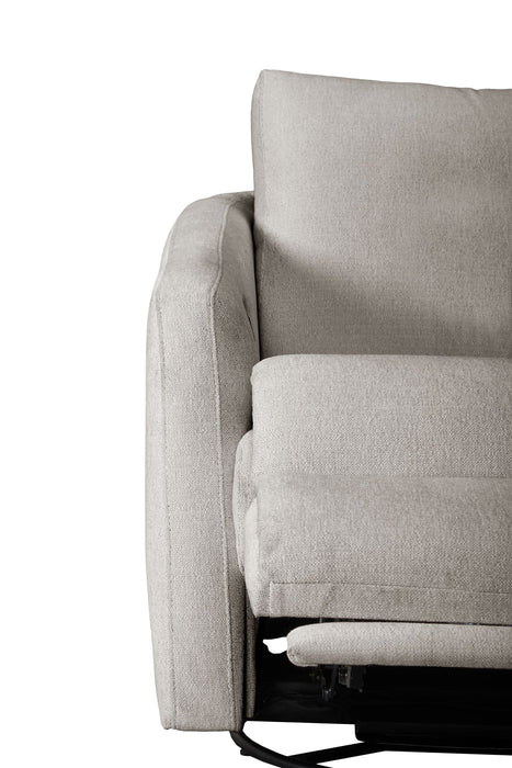 Fauteuil pivotant à inclinaison électrique Aspen de Cindy Crawford Home de 33,5 po en tissu avec repose-pieds électrique - argenté