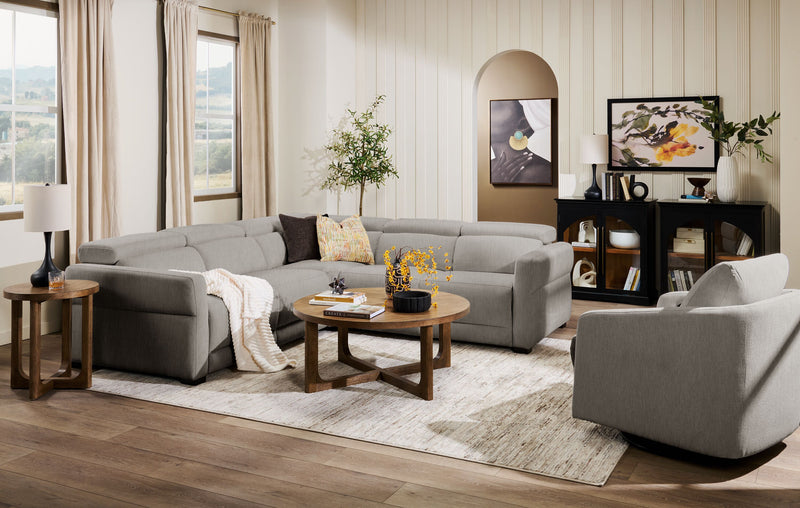 Sofa sectionnel à inclinaison électrique Aspen de Cindy Crawford Home 3 pièces avec appuie-têtes électriques et port USB - argenté