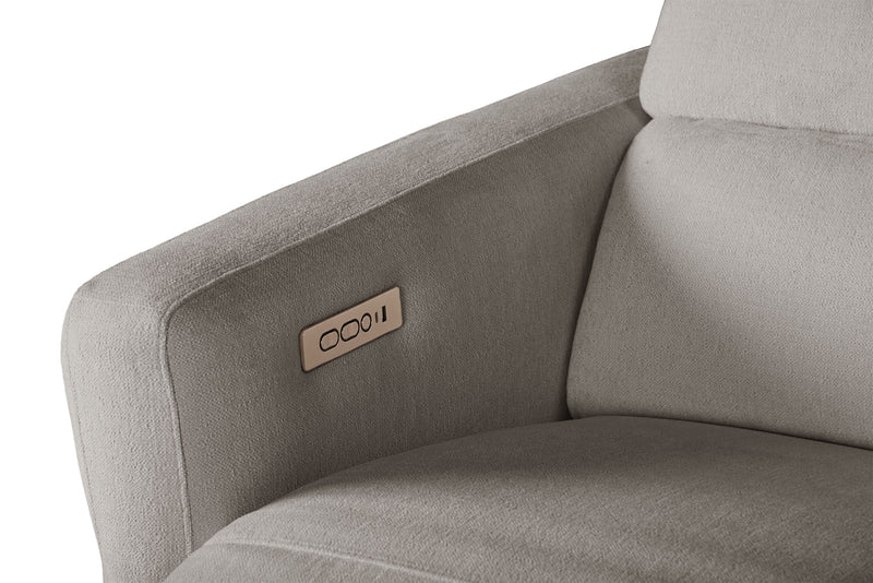 Sofa sectionnel à inclinaison électrique Aspen de Cindy Crawford Home 3 pièces avec appuie-têtes électriques et port USB - argenté