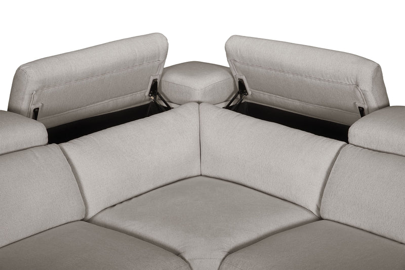 Sofa sectionnel à inclinaison électrique Aspen de Cindy Crawford Home 5 pièces avec appuie-têtes électriques et port USB - argenté