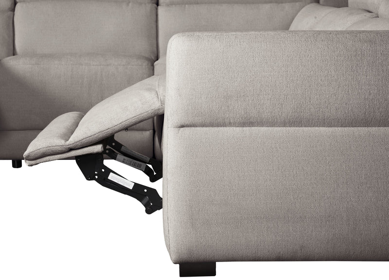 Sofa sectionnel à inclinaison électrique Aspen de Cindy Crawford Home 4 pièces avec fauteuil sans inclinable - argenté