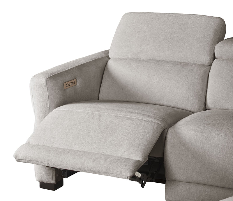 Sofa sectionnel à inclinaison électrique Aspen de Cindy Crawford Home 5 pièces avec appuie-têtes électriques et port USB - argenté