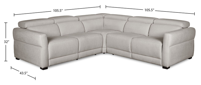 Sofa sectionnel à inclinaison électrique Aspen de Cindy Crawford Home 3 pièces avec appuie-têtes électriques et port USB - argenté