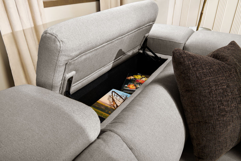 Sofa sectionnel à inclinaison électrique Aspen de Cindy Crawford Home 4 pièces avec fauteuil sans inclinable - argenté