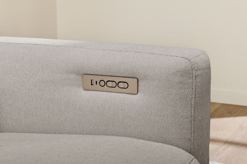 Sofa sectionnel à inclinaison électrique Aspen de Cindy Crawford Home 4 pièces avec fauteuil sans inclinable - argenté