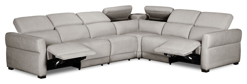 Sofa sectionnel à inclinaison électrique Aspen de Cindy Crawford Home 4 pièces avec fauteuil sans inclinable - argenté