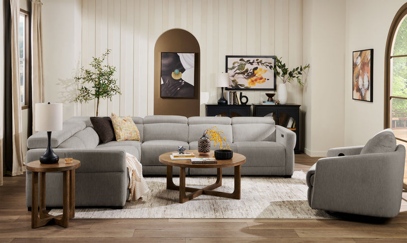 Sofa sectionnel à inclinaison électrique Aspen de Cindy Crawford Home 4 pièces avec fauteuil sans inclinable - argenté