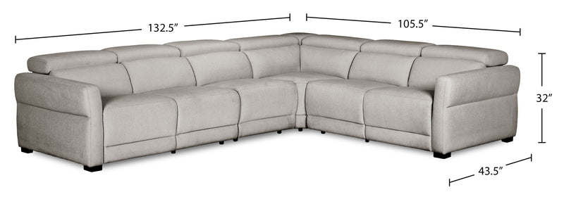 Sofa sectionnel à inclinaison électrique Aspen de Cindy Crawford Home 4 pièces avec fauteuil sans inclinable - argenté