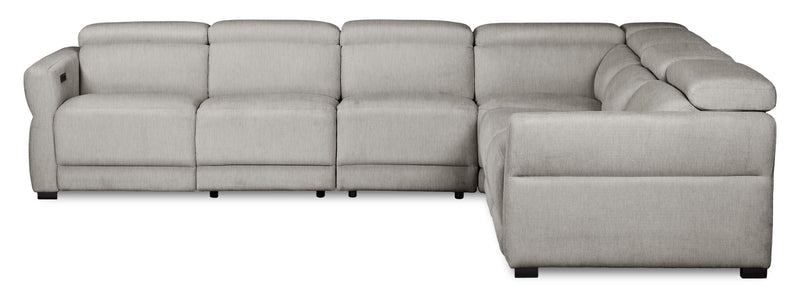 Sofa sectionnel à inclinaison électrique Aspen de Cindy Crawford Home 4 pièces avec fauteuil sans inclinable - argenté