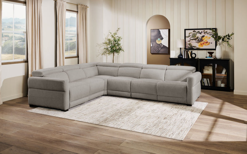 Sofa sectionnel à inclinaison électrique Aspen de Cindy Crawford Home 4 pièces avec fauteuil sans inclinable - argenté