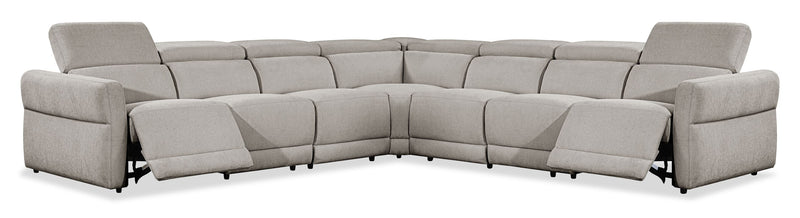 Sofa sectionnel à inclinaison électrique Aspen de Cindy Crawford Home 5 pièces avec appuie-têtes électriques et port USB - argenté