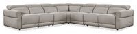Sofa sectionnel à inclinaison électrique Aspen de Cindy Crawford Home 5 pièces avec appuie-têtes électriques et port USB - argenté