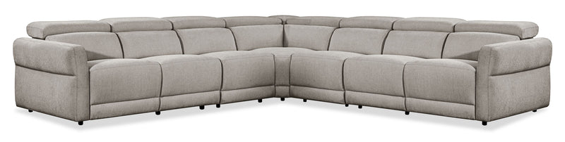 Sofa sectionnel à inclinaison électrique Aspen de Cindy Crawford Home 5 pièces avec appuie-têtes électriques et port USB - argenté