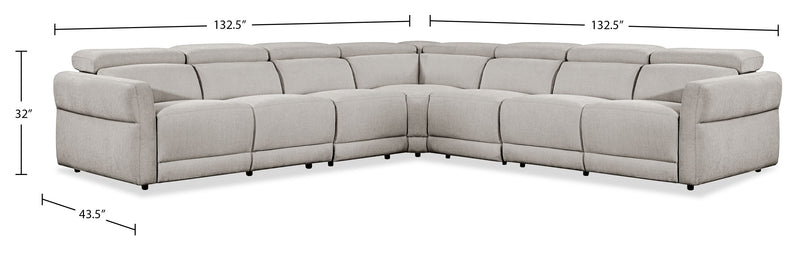 Sofa sectionnel à inclinaison électrique Aspen de Cindy Crawford Home 5 pièces avec appuie-têtes électriques et port USB - argenté