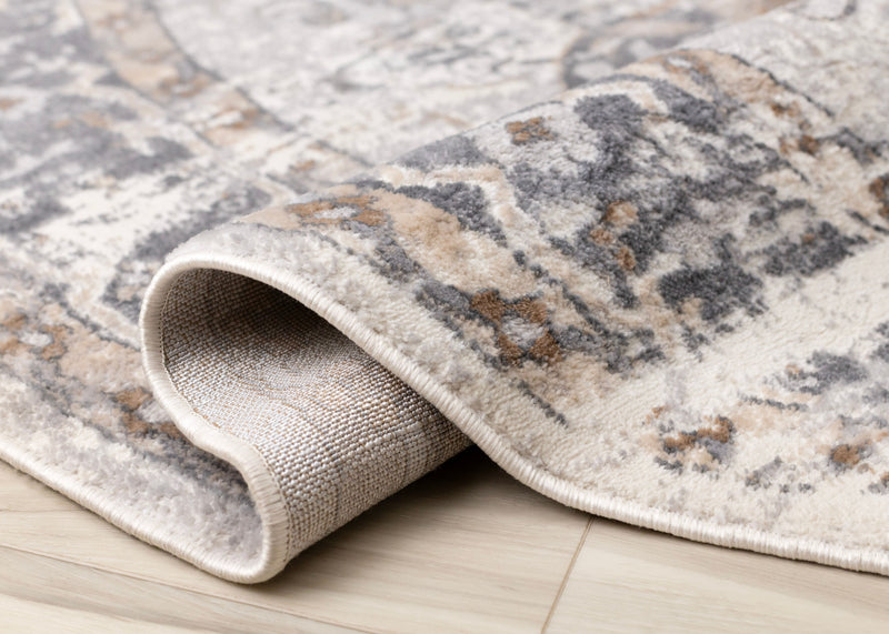 Carpette ronde Blanche multicolore - 7 pi x 7 pi