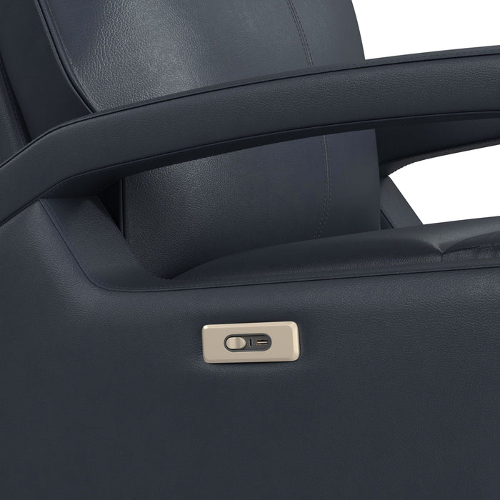Fauteuil à inclinaison électrique Carlos de 31 po en cuir véritable de qualité supérieure avec coulissement et pivotement - bleu