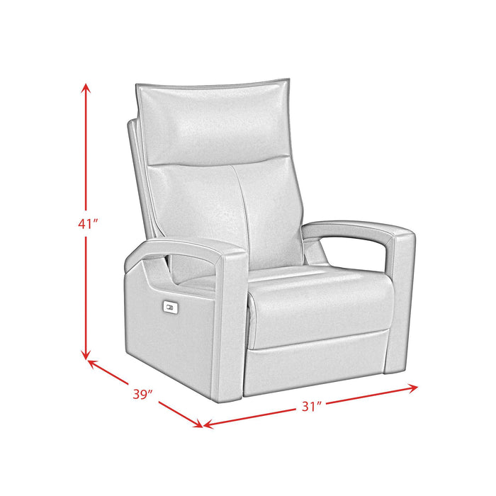 Fauteuil à inclinaison électrique Carlos de 31 po en cuir véritable de qualité supérieure avec coulissement et pivotement - bleu