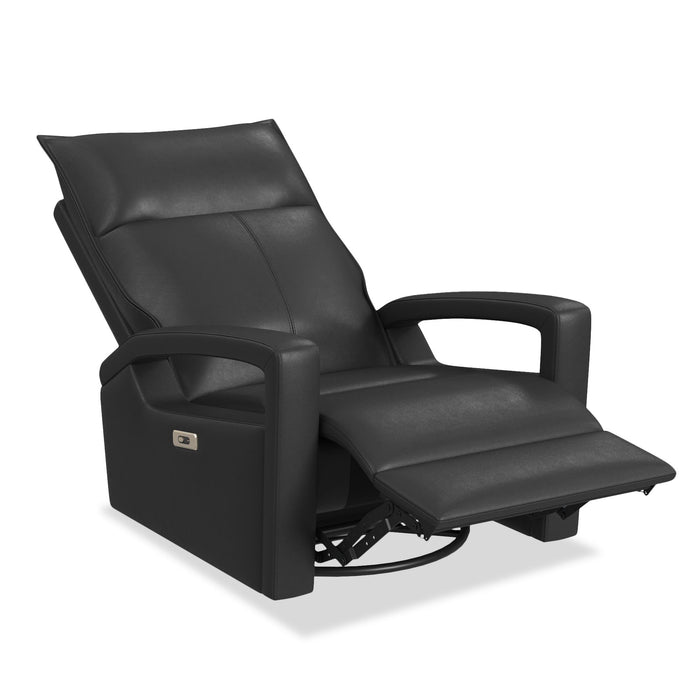 Fauteuil à inclinaison électrique Carlos de 31 po en cuir véritable de qualité supérieure avec coulissement et pivotement - gris