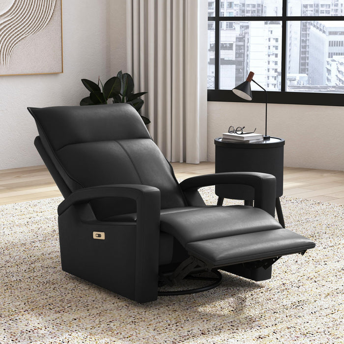 Fauteuil à inclinaison électrique Carlos de 31 po en cuir véritable de qualité supérieure avec coulissement et pivotement - gris
