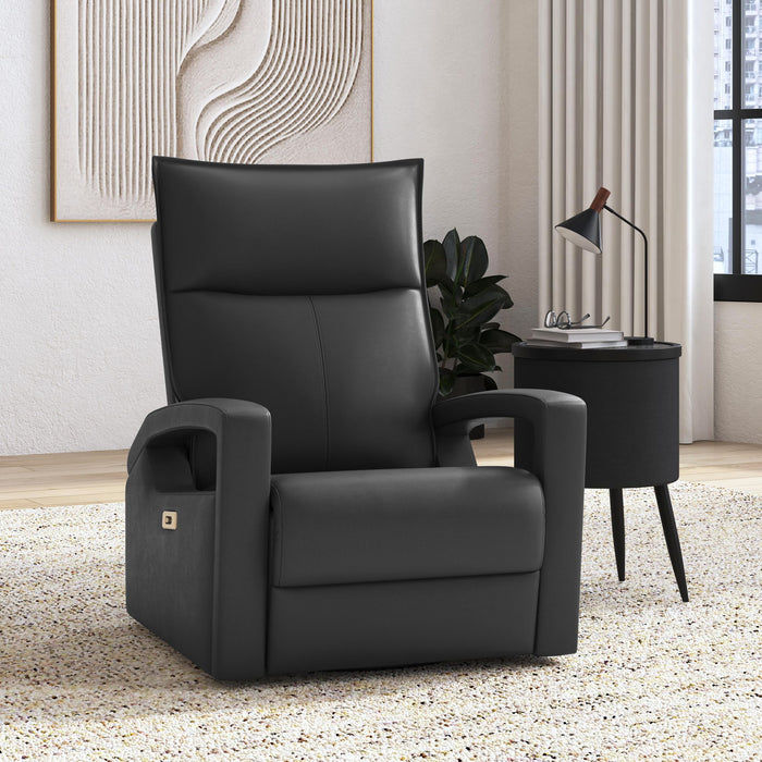 Fauteuil à inclinaison électrique Carlos de 31 po en cuir véritable de qualité supérieure avec coulissement et pivotement - gris