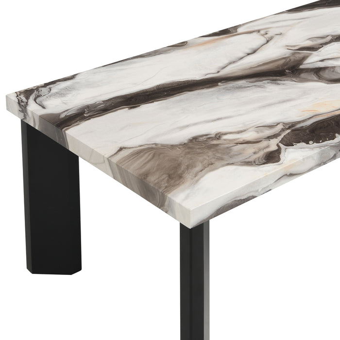 Table à café moderne Carra de 47,64 po avec dessus en imitation de marbre - noire