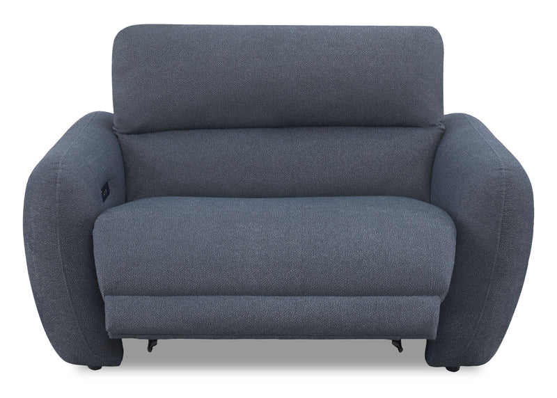 Fauteuil à inclinaison électrique Kaia de Cindy Crawford Home de 54 po en tissu avec appuie-tête électrique - indigo