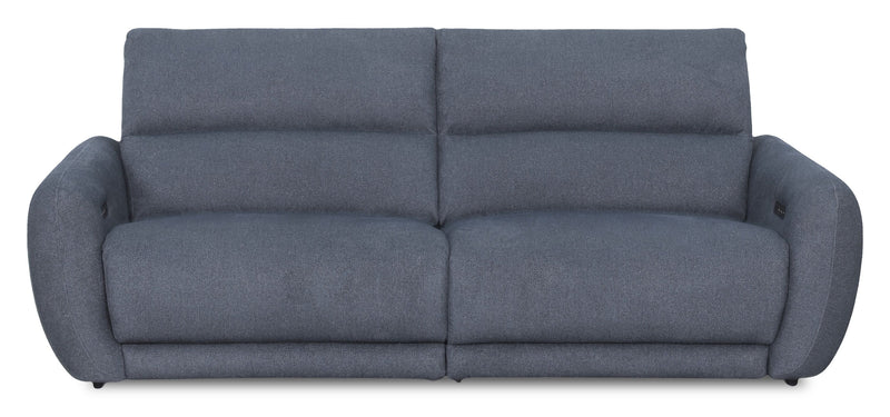 Sofa à inclinaison électrique Kaia de Cindy Crawford Home de 92 po en tissu avec appuie-têtes électriques- indigo