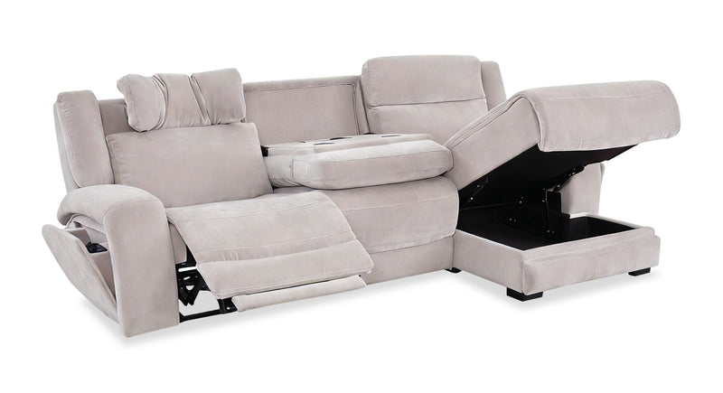 Sofa sectionnel de droite à inclinaison électrique Legacy de Shaquille O’Neal Home 3 pièces avec confort Shaq-o-pedic - gris 