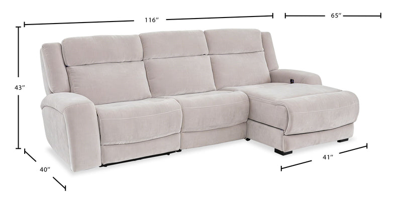 Sofa sectionnel de droite à inclinaison électrique Legacy de Shaquille O’Neal Home 3 pièces avec confort Shaq-o-pedic - gris 