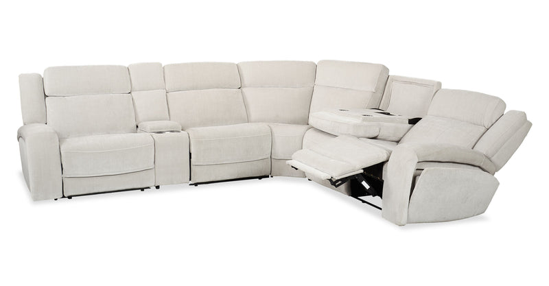 Sofa sectionnel à inclinaison électrique Legacy de 6 pièces avec confort Shaq-o-pedi et sonore 3D immersif - gris 