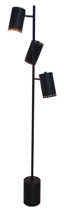 Lampe à pied moderne Sable de 14 po avec 3 abat-jour pivotants en métal - noire