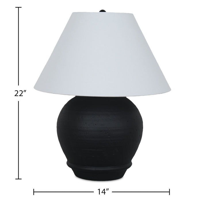 Lampe de table Sidney de 14 po avec abat-jour en lin - noire