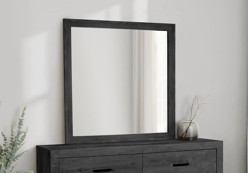 Miroir de commode de chambre à coucher Soren, à fixer au meuble ou à suspendre au mur - gris graphite 