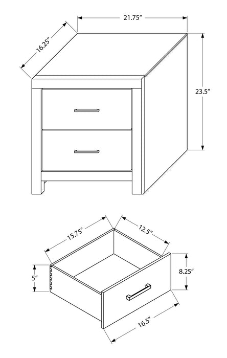 Table de nuit Soren de 22 po (L) x 24 po (H) à 2 tiroirs - gris graphite 