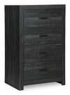 Commode verticale de chambre à coucher Soren de 32 po (L) x 45 po (H) à 4 tiroirs - gris graphite 
